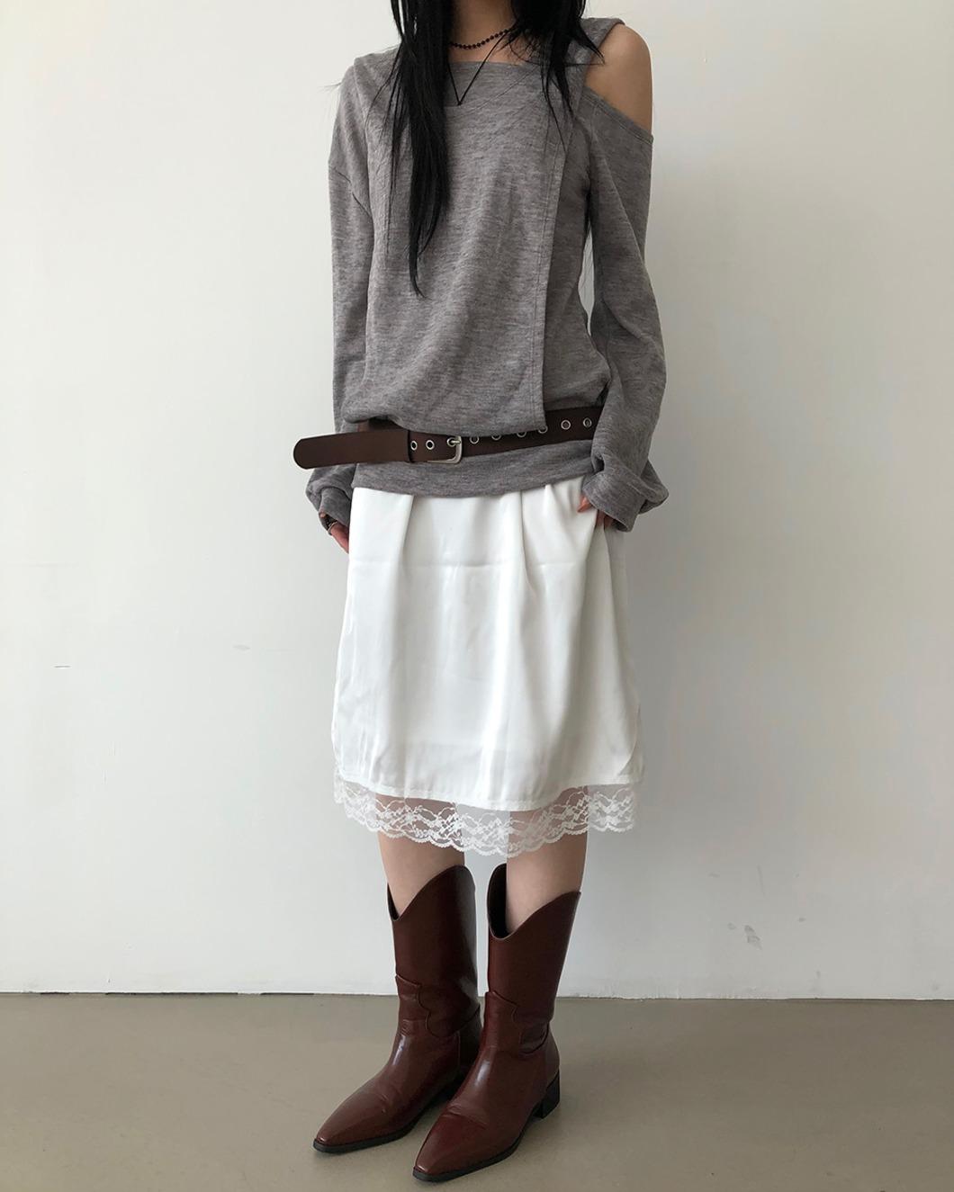 딥스웨이 Nutty Lace Midi Skirt