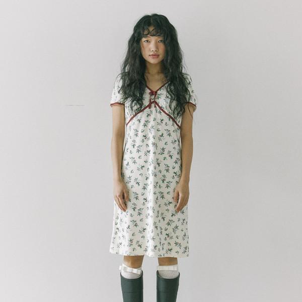 Terry flower dress / Cream
