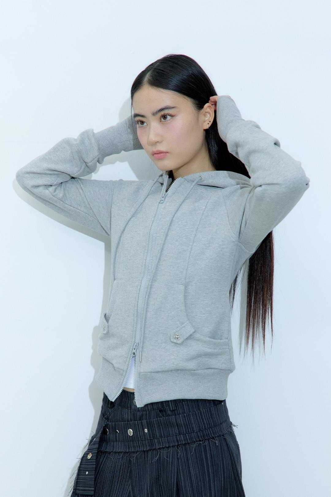 ZIP-UP HOODIE GRAY
