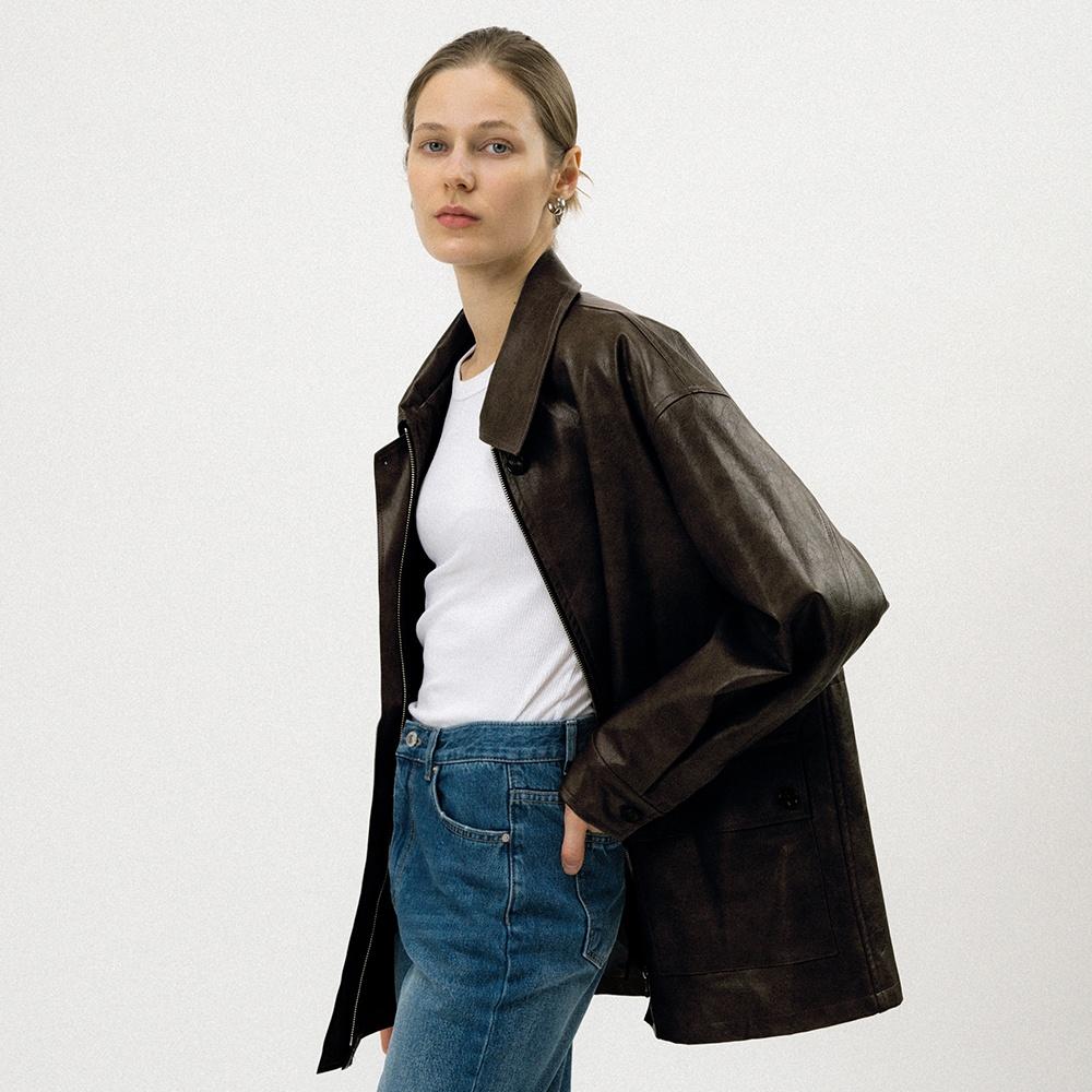 [3rd 2/28 예약 발송] Tessa leather jacket (D.brown)