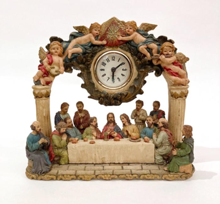 [U.S.A]80s “The last supper(최후의 만찬)” ceramic alarm table clock.