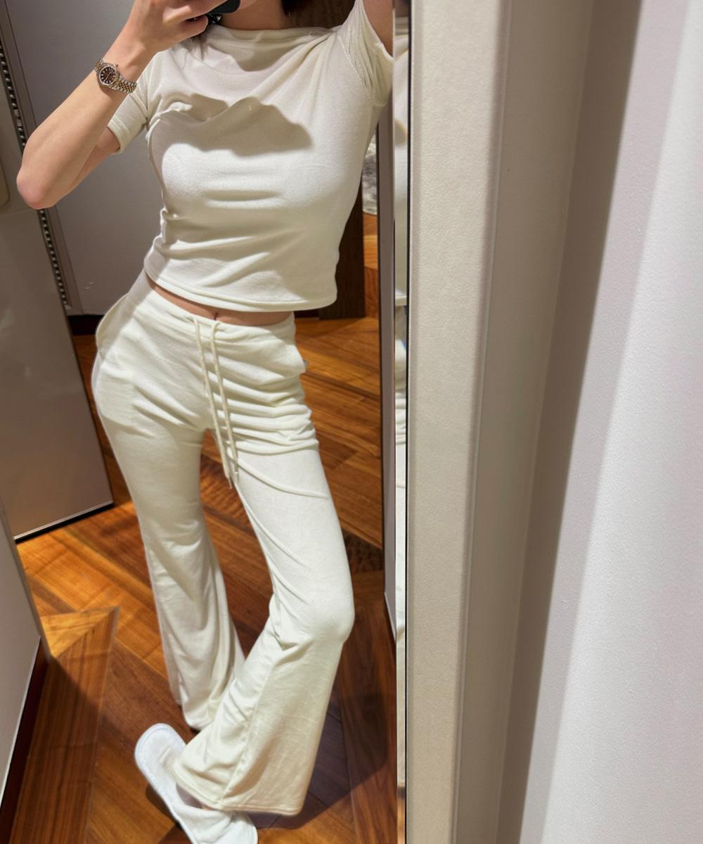 [SET] 벨벳 슬림 반팔 부츠컷 셋업 - 5color