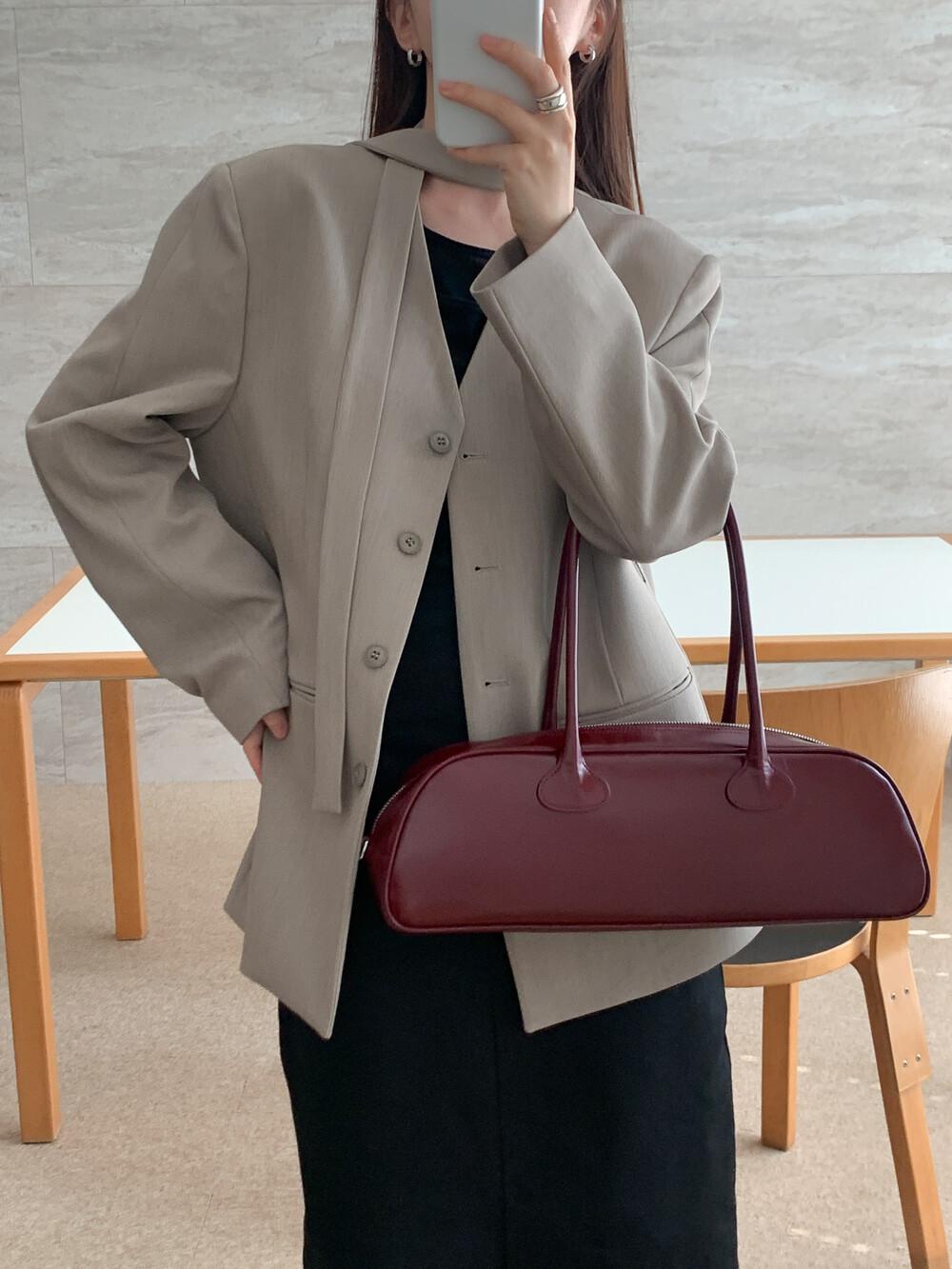 노카라 오버핏 자켓(타이 벨트 set)