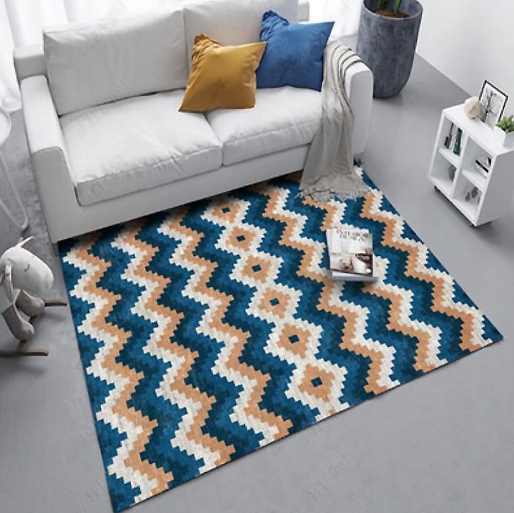 모던 기하학 러그 블루 아가일 카펫 지그재그 러그