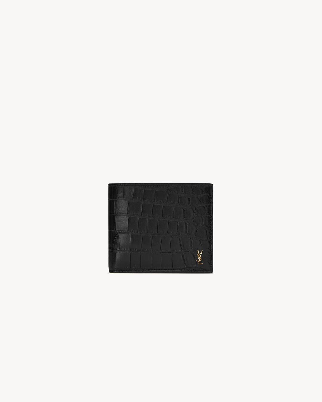 TINY CASSANDRE EAST/WEST wallet with coin purse in crocodile embossed matte leather