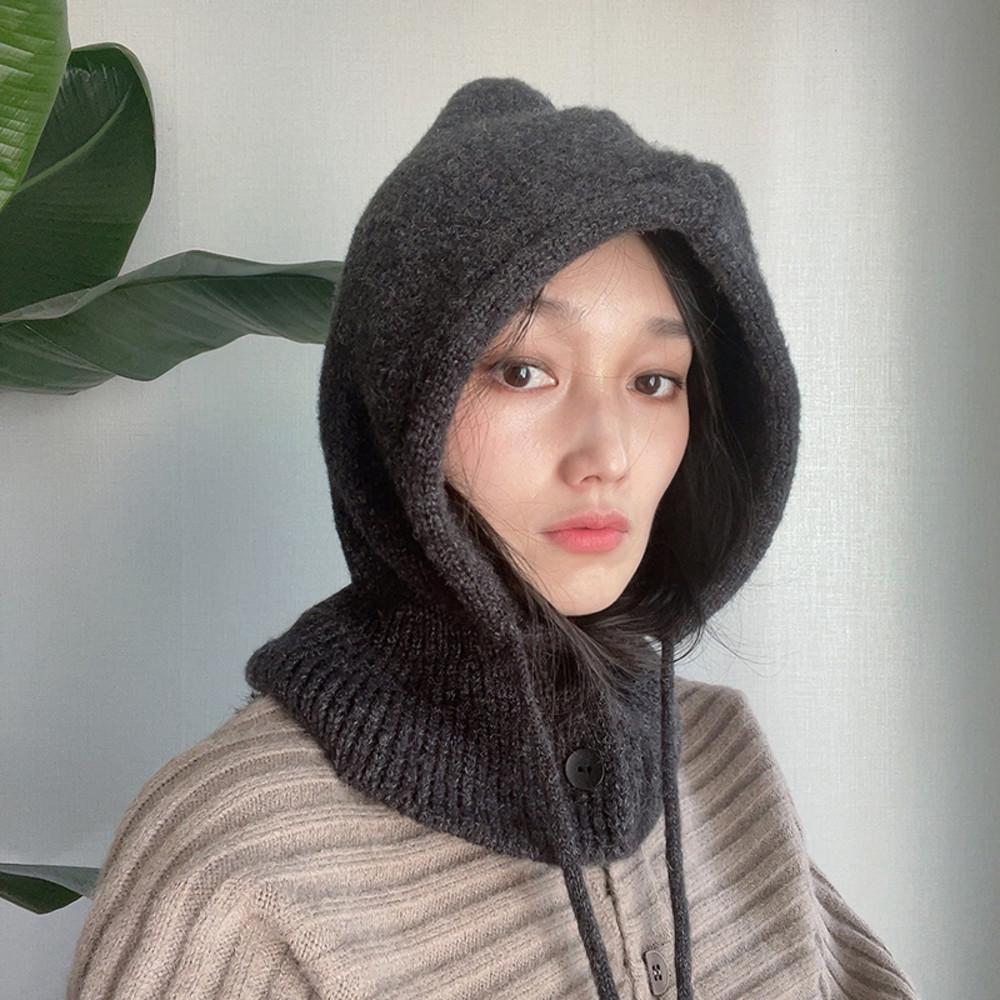 단추 울 모자 후드 니트 머플러 바라클라바 넥워머 5color