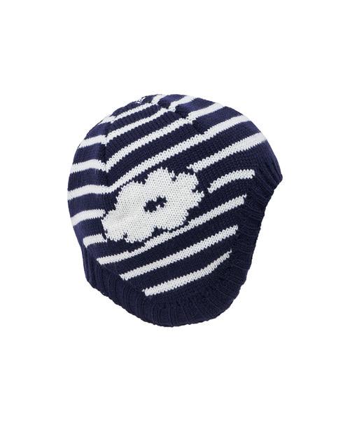 HOLIDAY FLORAL EARFLAP BEANIE navy