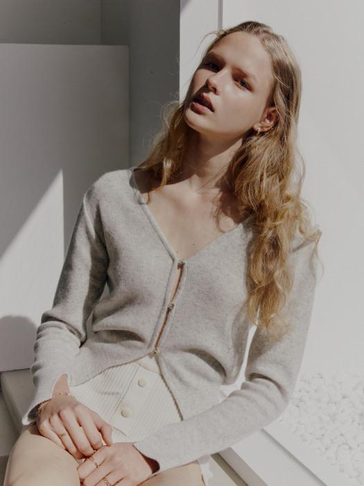 CASHMERE RING CARDIGAN GREY