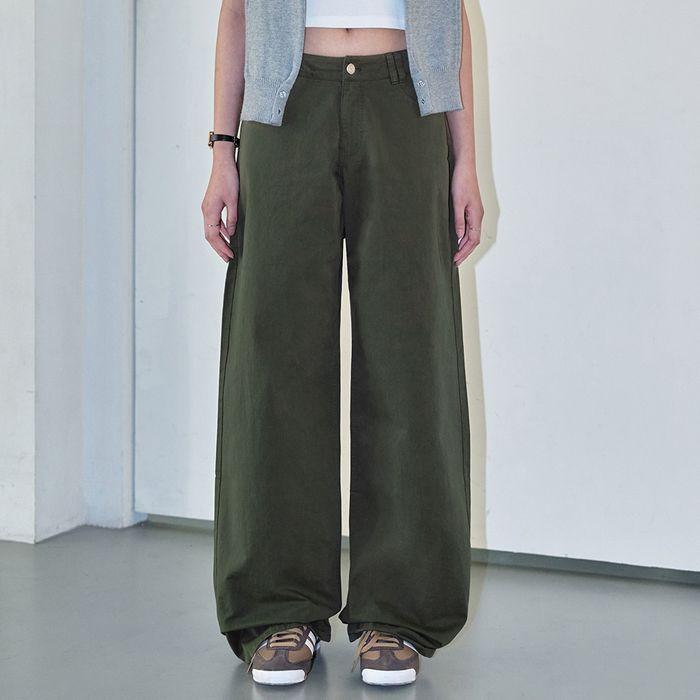 (W)Signature Low Rise Wide Jeans DCWPT004Khaki
