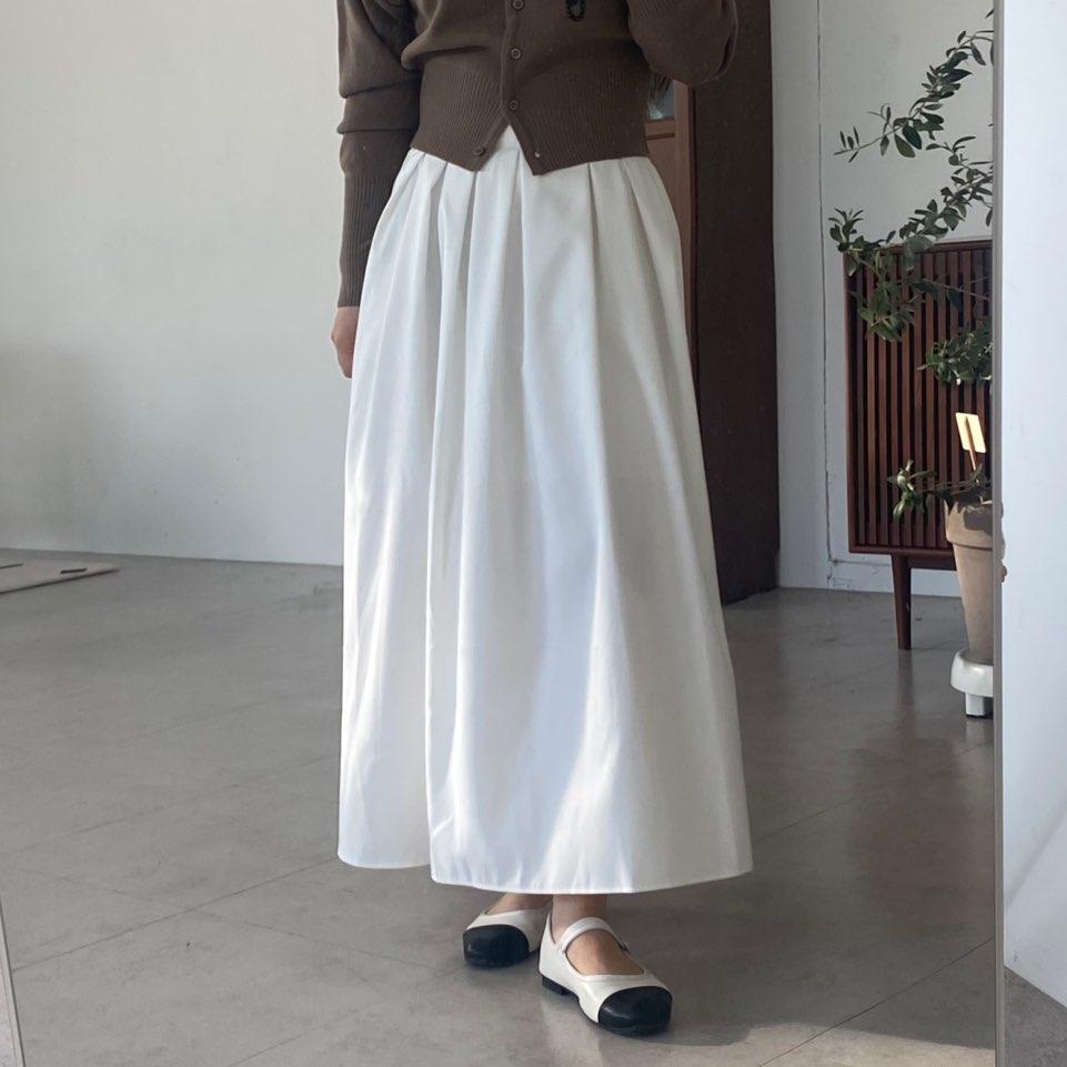 시클리 당일출고!(핏바로완성/러블리!!) A라인 뒷밴딩 옆지퍼 핀턱 하객룩 벚꽃룩 플리츠 벌룬 주름 플레어 봄신상 데이트룩 여리여리 하체커버 롱 스커트