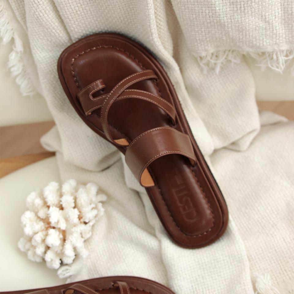 라운드 토 쿠셔닝 플립플랍 (BROWN)