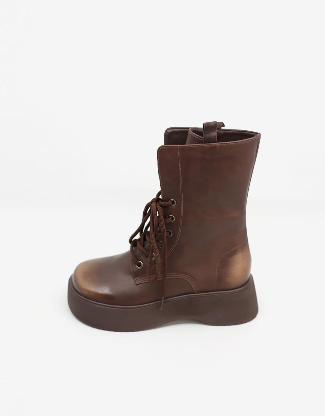 BROWN 79 LACE UP HALF BOOTS