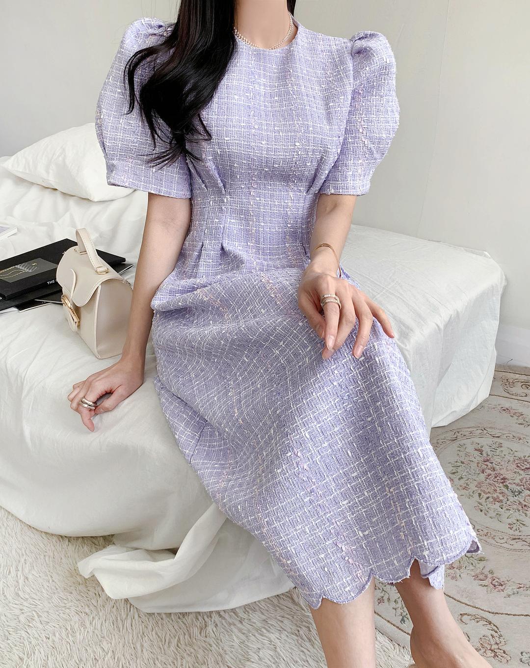 [무료배송] 라벤더크림 트위드원피스(2col)