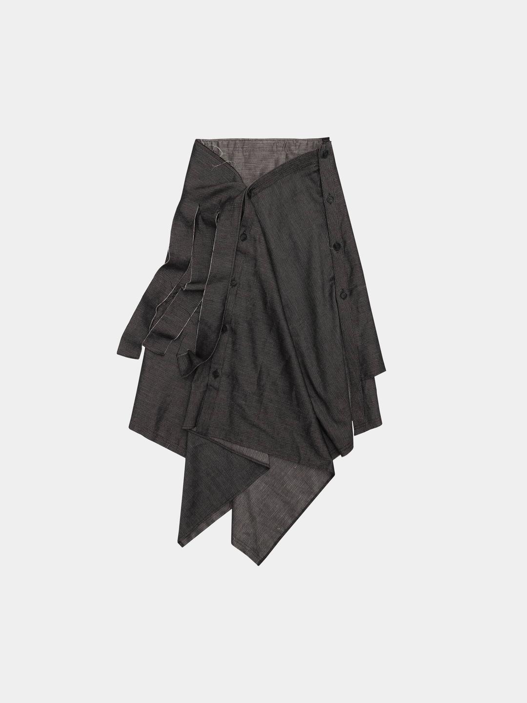 FRINGE BUTTON SKIRT GRAY