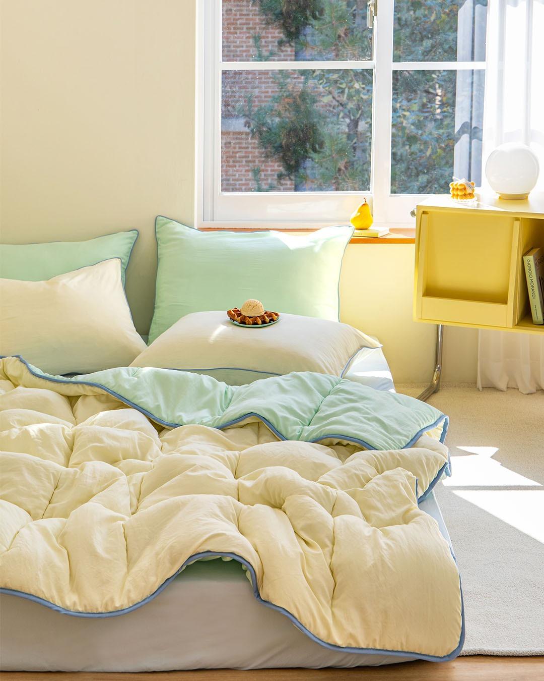 치즈 피치스킨 리버시블 차렵이불 4color (S/Q) (단품/가방증정)