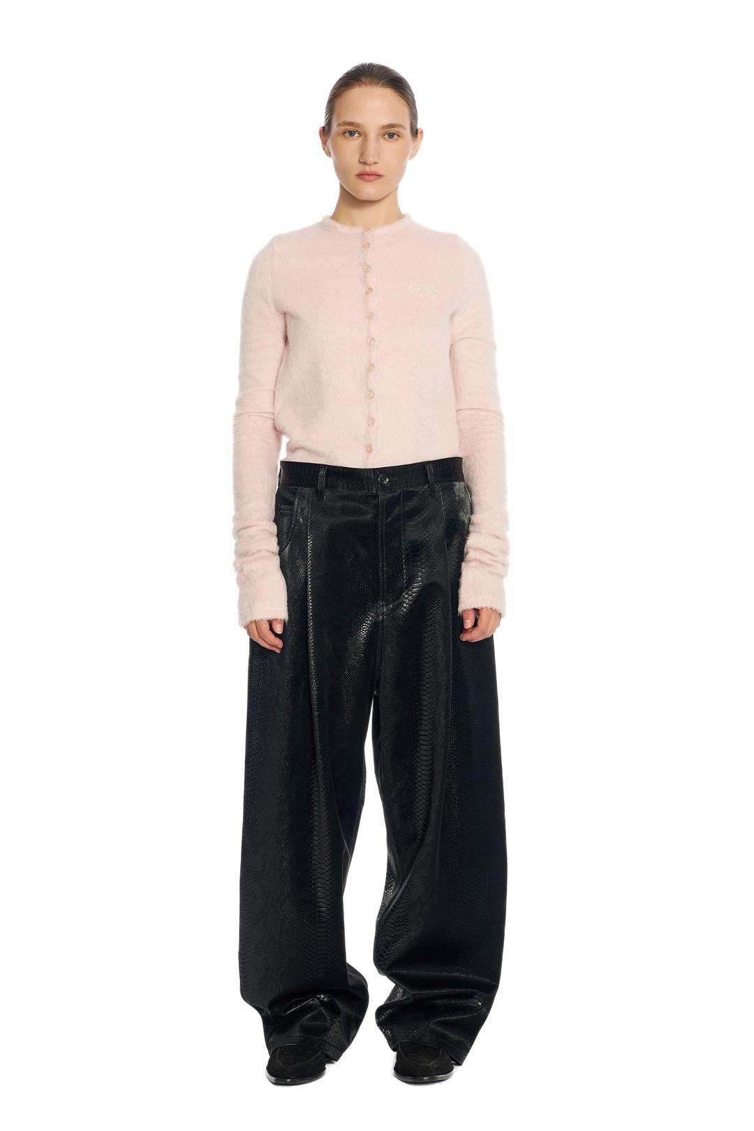 PINK FLUFFY EMBROIDERED SLIM CARDIGAN