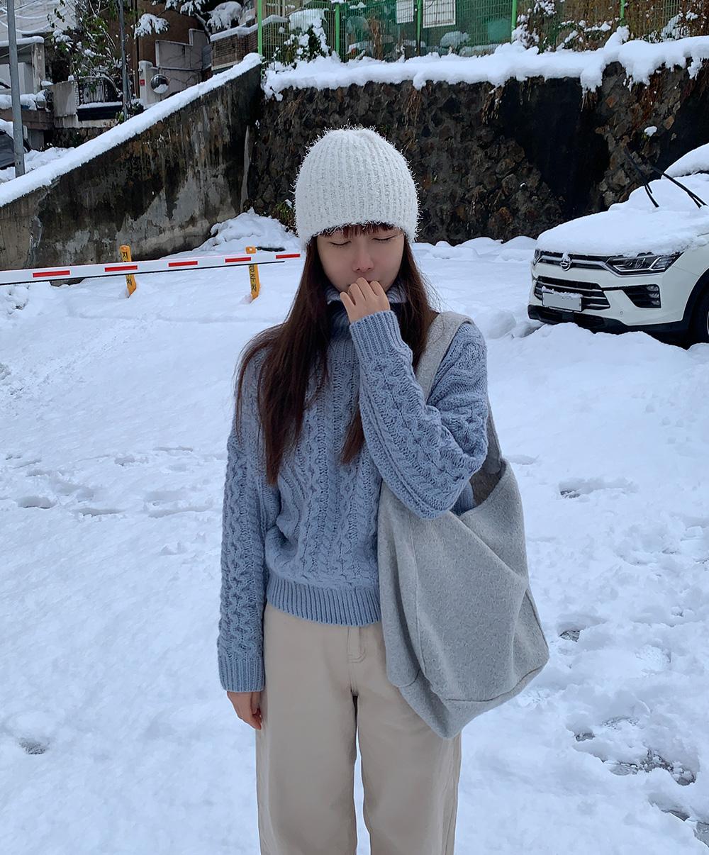 니어웨어 [겨울니트⛄당일발송] 언유즈얼리 모나 케이블 폴라 니트 (6color) /제작/터틀넥/목폴라니트/방한/스키장