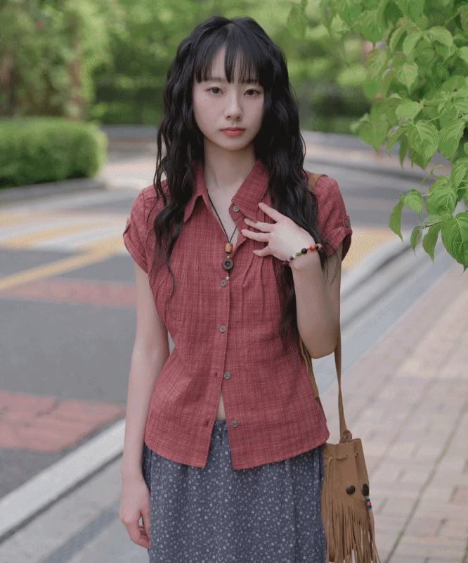*추천* 가드닝 체크 롤업 반팔 셔츠 4color