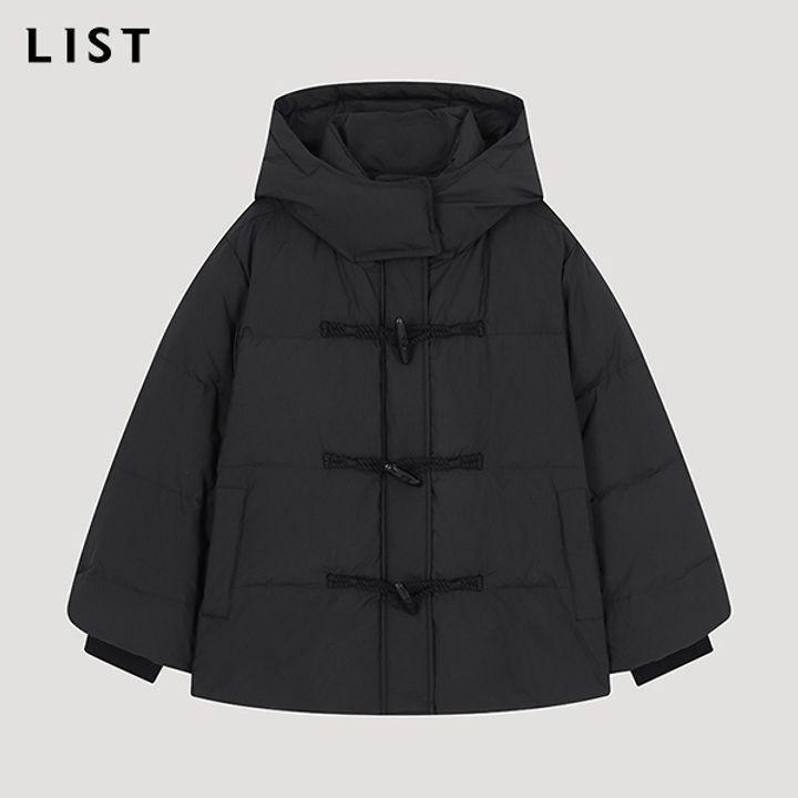 토글 버튼 숏 덕다운 점퍼_TSDJPO82140_BK