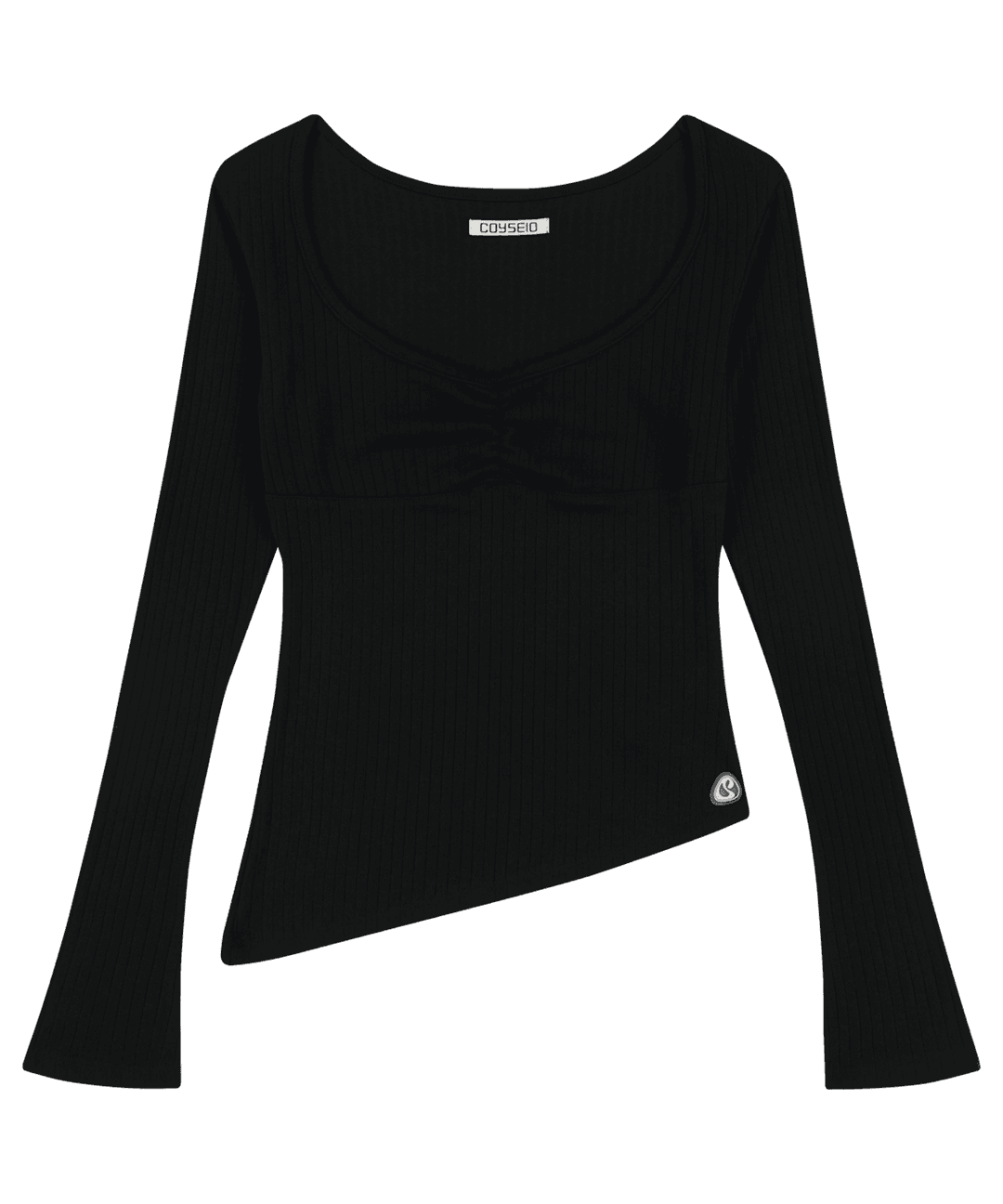UNBALANCE SHIRRING TOP BLACK
