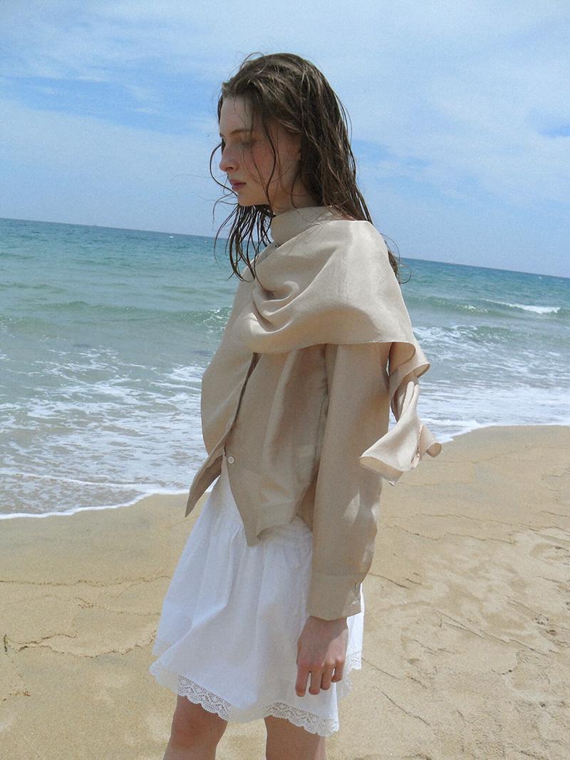 Moonlit Draped Blouse Beige