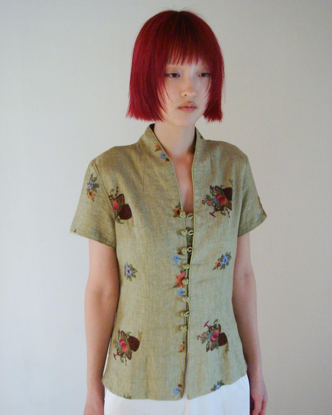 HONGCONG oriental floral sleeveless top