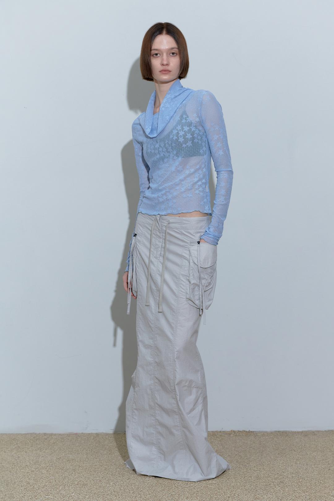 Parachute Cargo Maxi Skirt Pale Gray