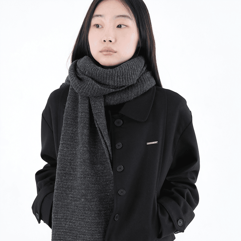 Patch knit muffler CHARCOAL
