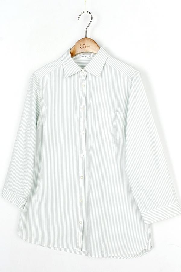 NEW YORKER 원 포켓 스트라이프 7부 셔츠 WOMAN_M