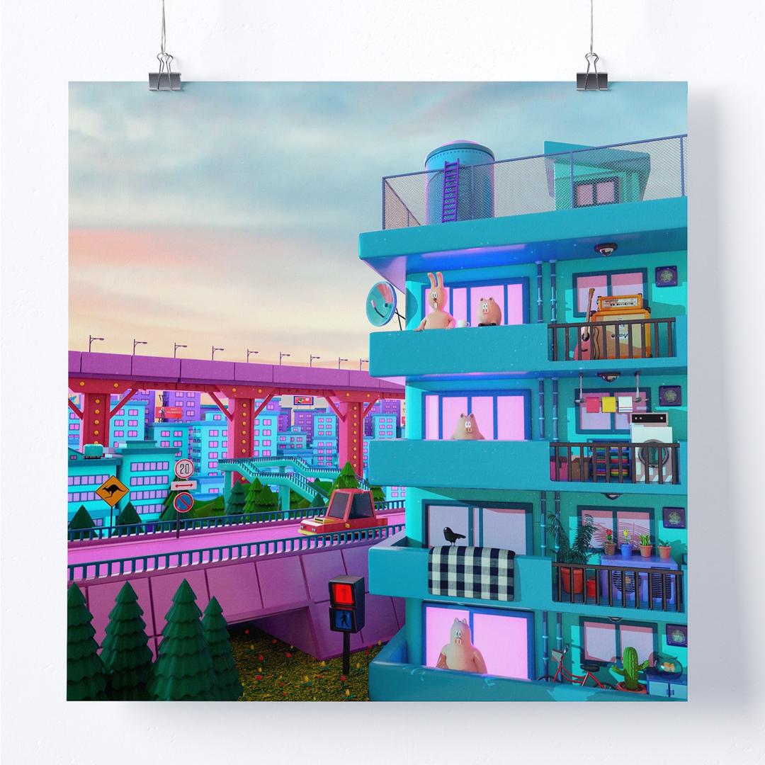 [맜살] Sunset in Autumn 3D 아트 포스터