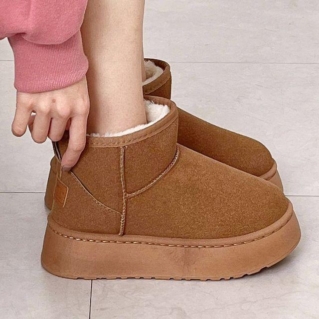 허그 털안감 키높이 통굽 숏 미니 부츠 (4cm)