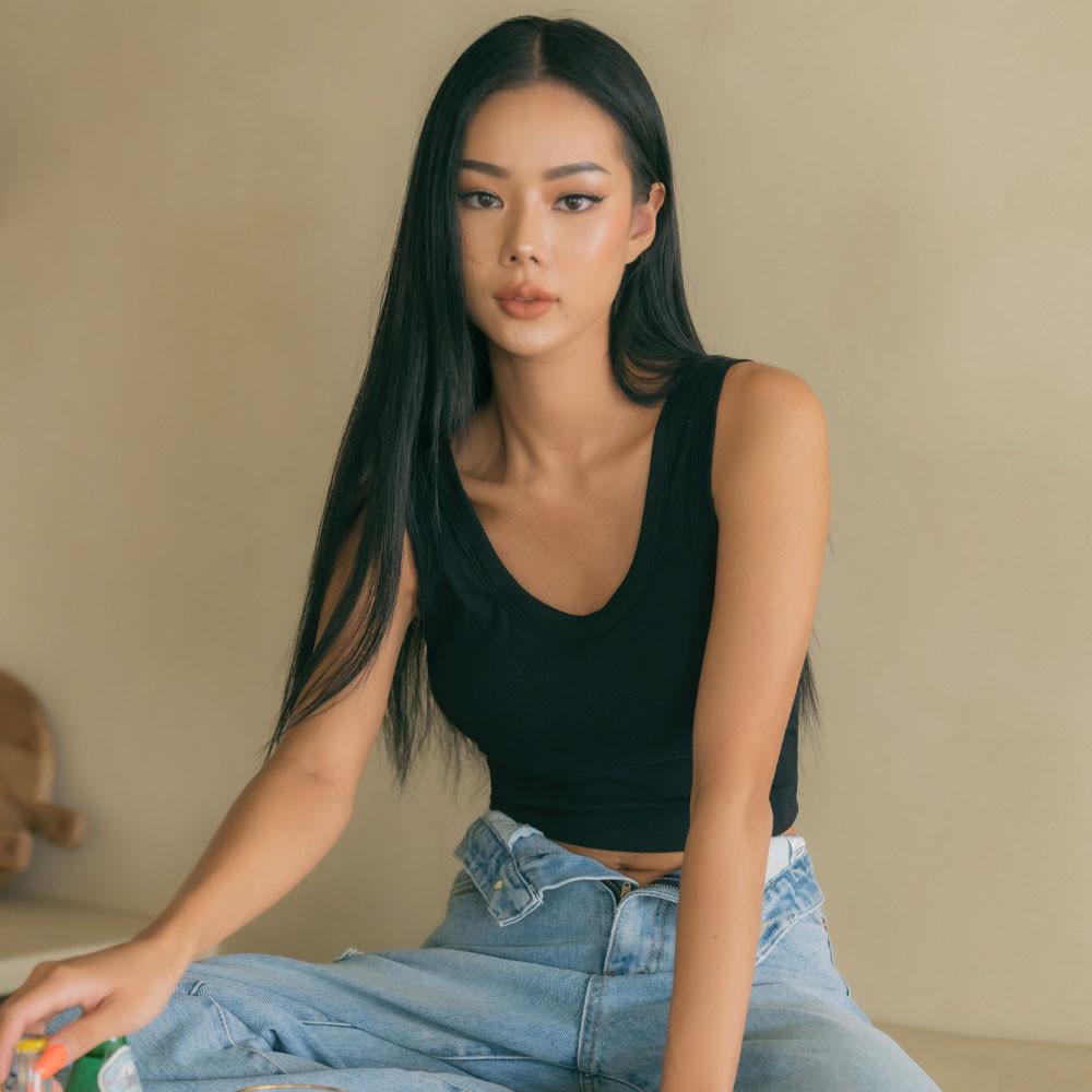 [노브라웨어] 모즈 캡내장 U넥 민소매 캡나시 여자 크롭 나시