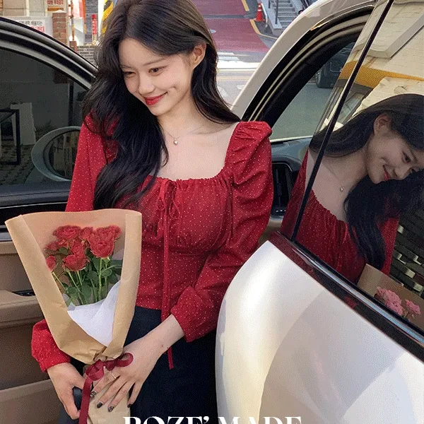 [MADE/S,M/후기대박]  도로시 도트 긴팔 블라우스 (3color)(데이트룩))