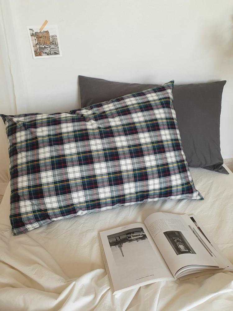 블럭 체크 베개커버