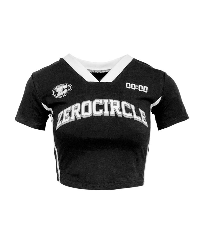 트랙 브이 크롭 티셔츠