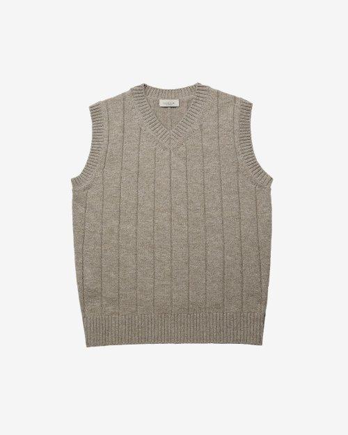 Reverse Wool Knit Vest (Khaki)