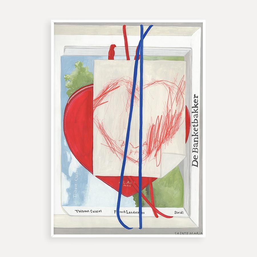 Sainte Maria | Still Life with Books and Heart Shape Bag with a Drawing of Heart Shape Bag