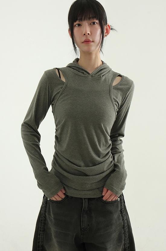 로컬맨션 shoulder slit layered hoody