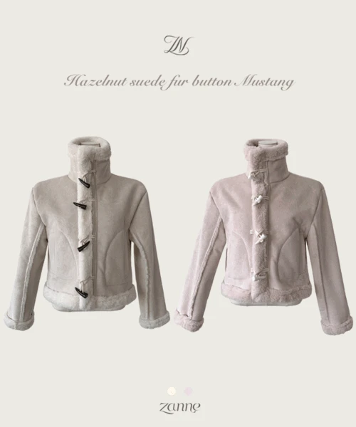 퐁듀 스웨이드 떡볶이 핑크 무스탕