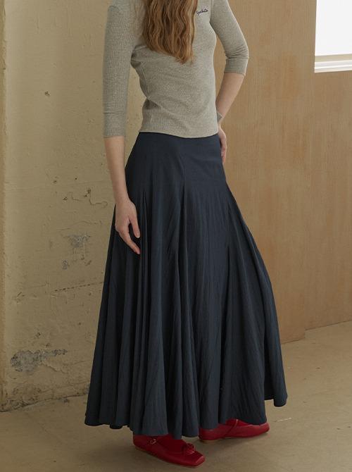 Flare Section Long Skirt (Navy)