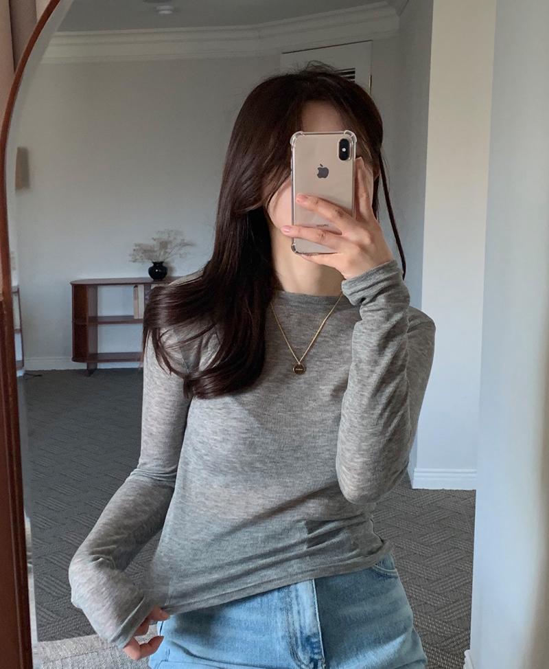 에이치다 [봄이너티] 에밀리 레이어드 울 텐셀 시스루 봄 가을 긴팔 티셔츠 8color (봄티셔츠/텐셀티/출근룩/ 하객룩/ 롱슬리브리스/ 이너티/ 레이어드티셔츠)