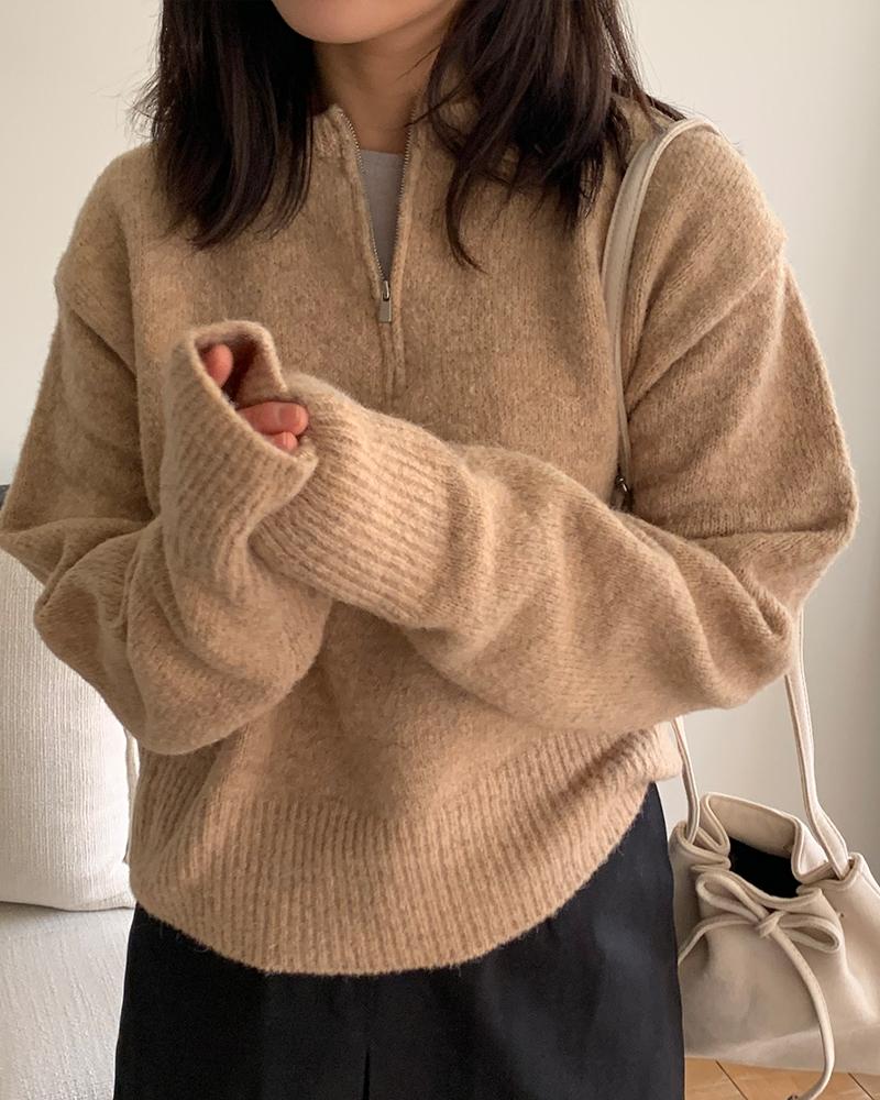 하프 반집업 니트 ( 3color )