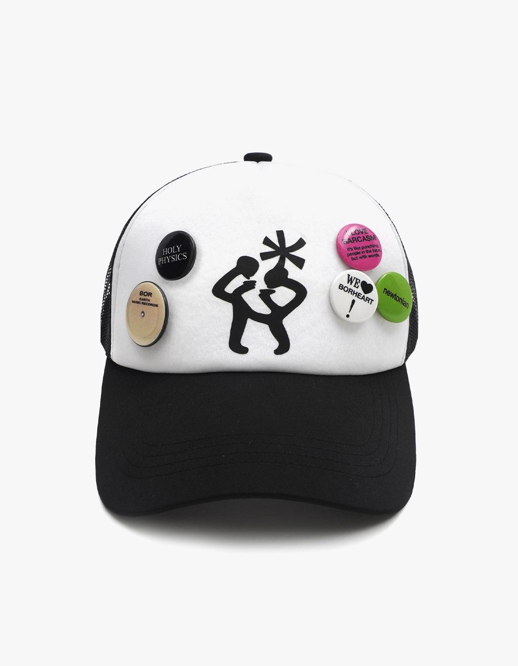 Mon Espace Pin Button Mesh Cap - Black/White