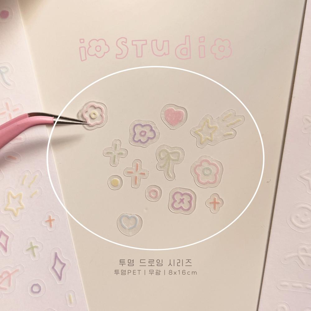 [아이오스튜디오] 투명 드로잉 씰스티커 3종