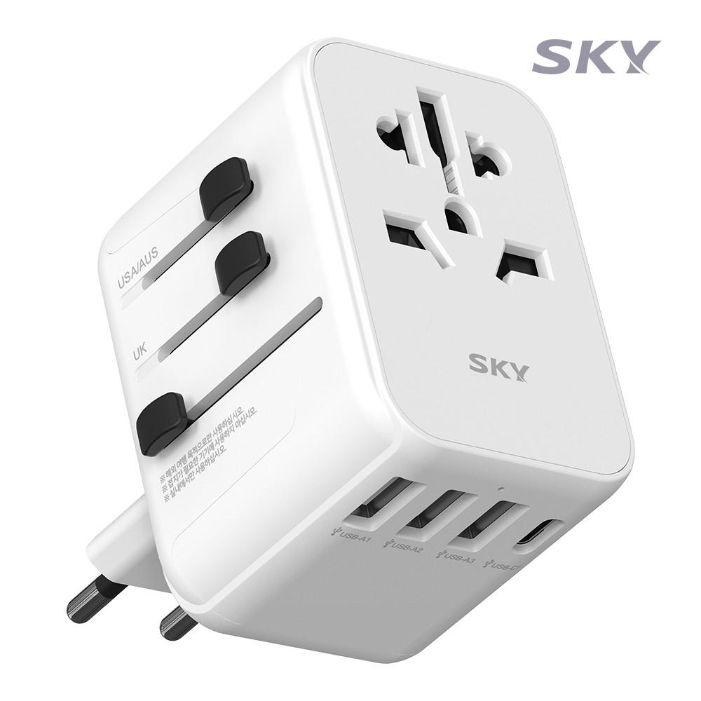 스카이 필 17W 여행용 해외 멀티 플러그 4포트 어댑터 110V 멀티탭 일본 유럽
