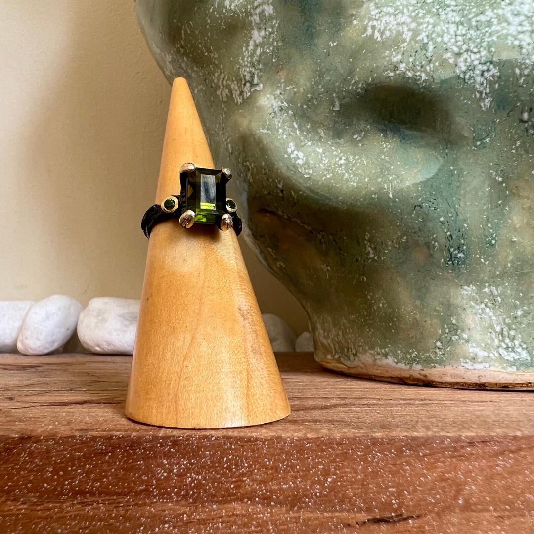 tourmaline & chrome diopside ring
