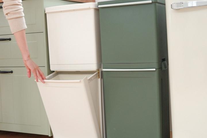 그레이컬러 입고! 틈새 슬림 2단 스탠드 페달 분리수거함 3colors