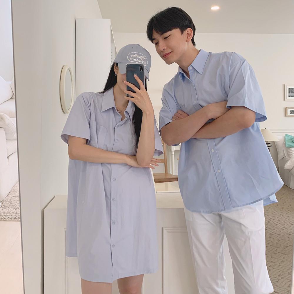 여름 여행 바캉스 제주도 데이트 반팔 셔츠 원피스 커플 시밀러룩