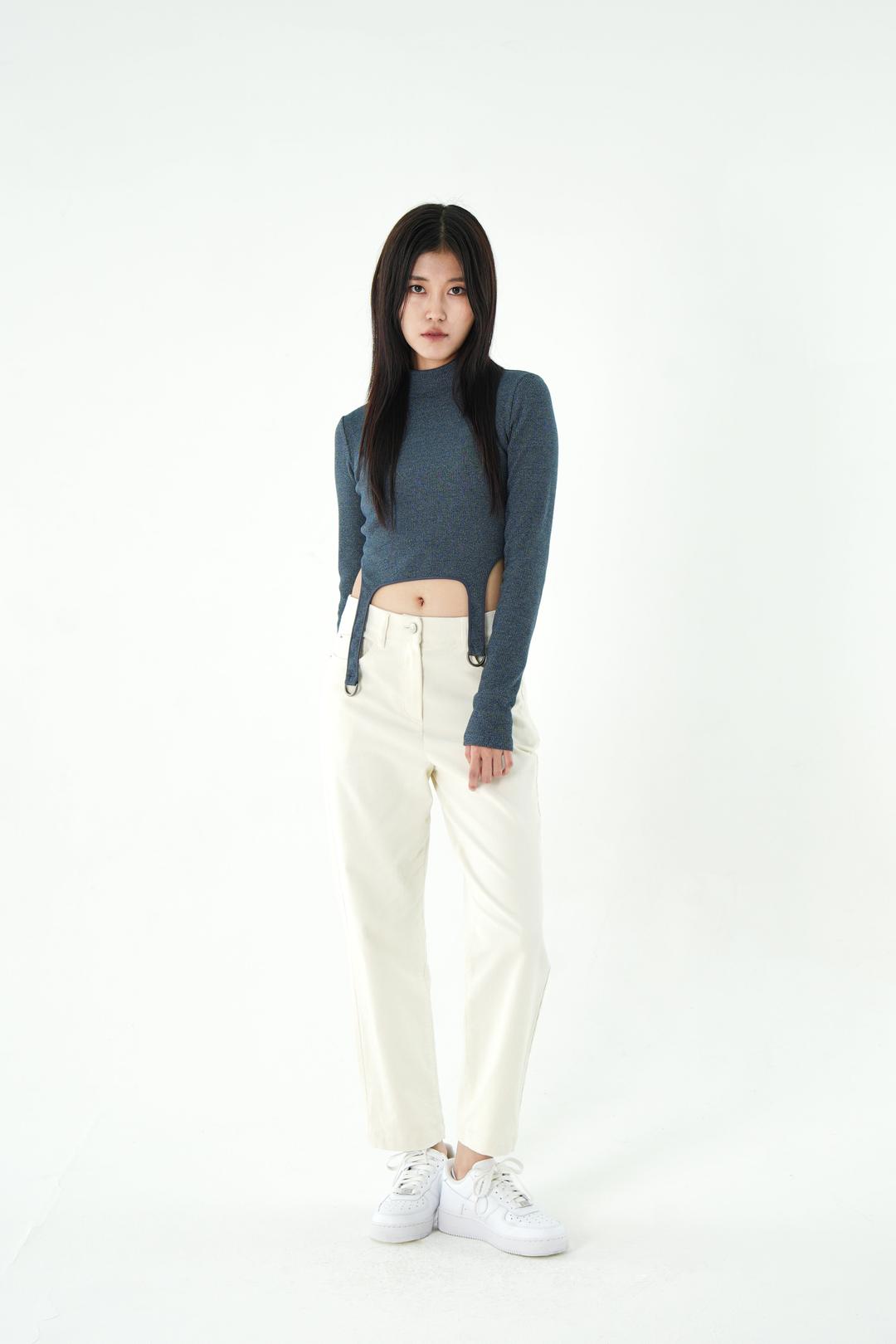 [W] DROPZ HIGH NECK T-SHIRT - BLUE