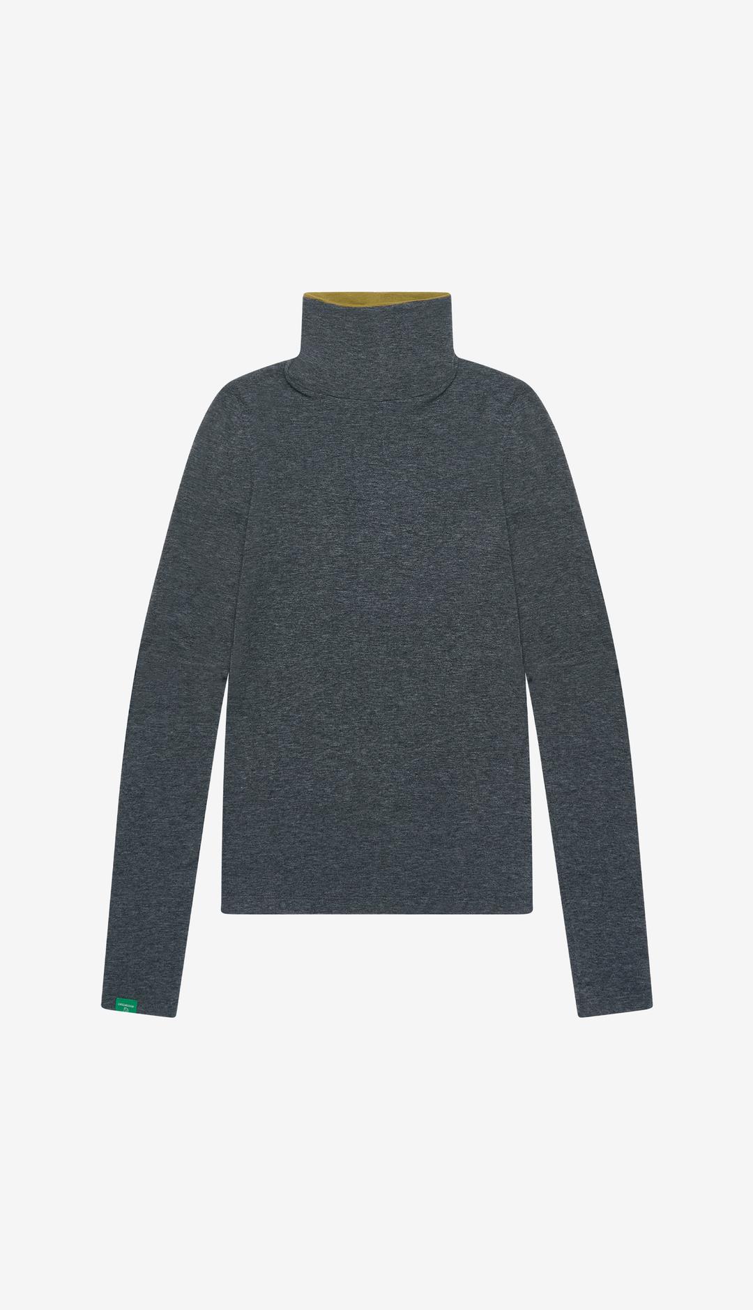 259. Colorblock Turtleneck T _ Grey